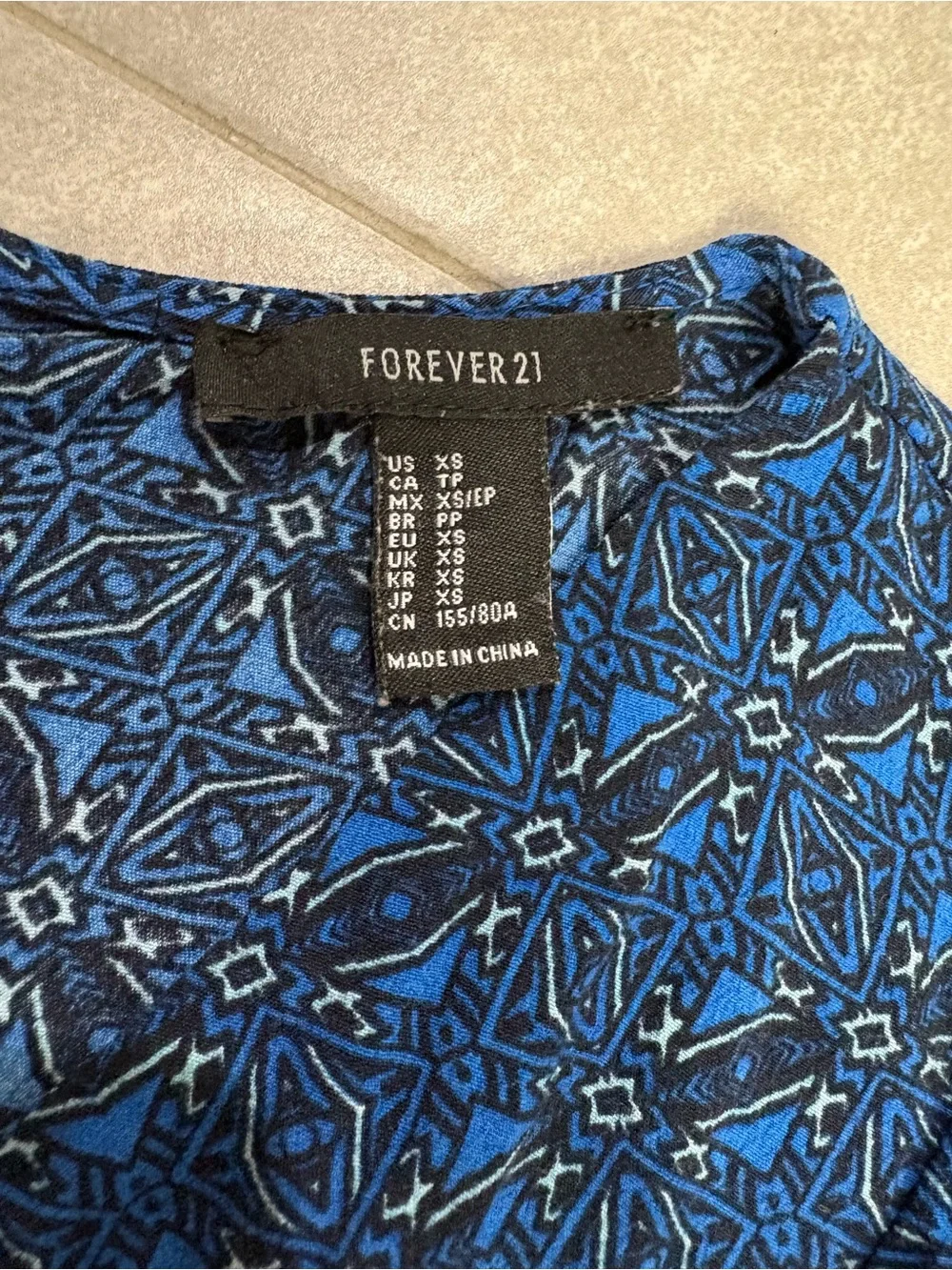 Forever 21 Blue Geometric Fit & Flare Dress Size XS